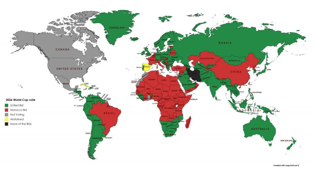 This Map Shows How FIFA Members Voted For The 2026 FIFA World Cup ...