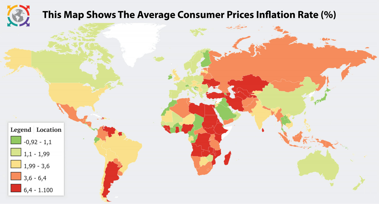 This Map Shows The Average Consumer Prices Inflation Rate - Tony Mapped It