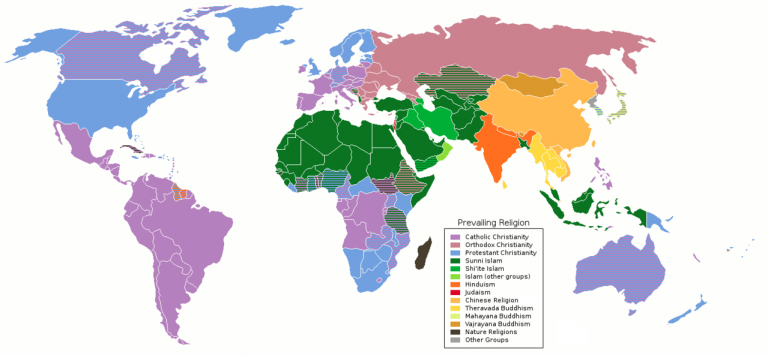 This Map Shows The Most Prevalent Religion By Country