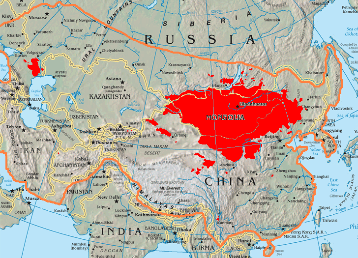 Mongol Map Vs Today 