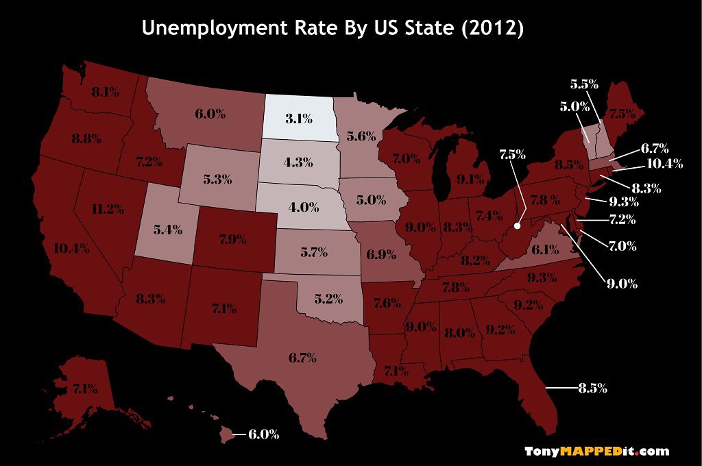 Unemployment Rate By US State From 2011 To 2019 Tony Mapped It