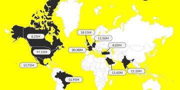 snapchat users by country map world