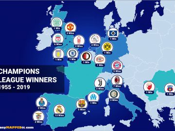 Map European Champions League Winners